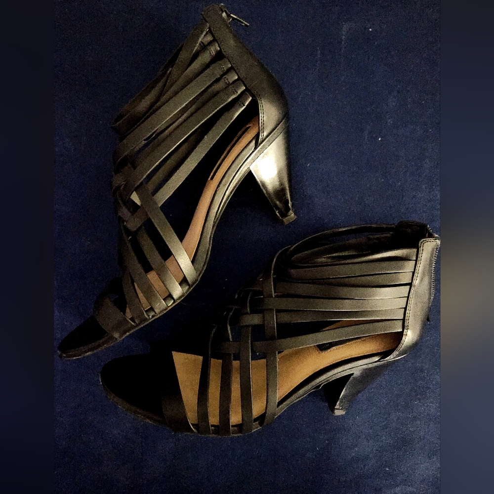 SALE! Black Leather Strappy Heels